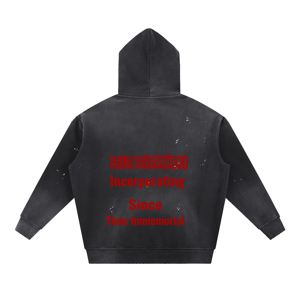 Vintage Washed Frayed Fleece Hoodie